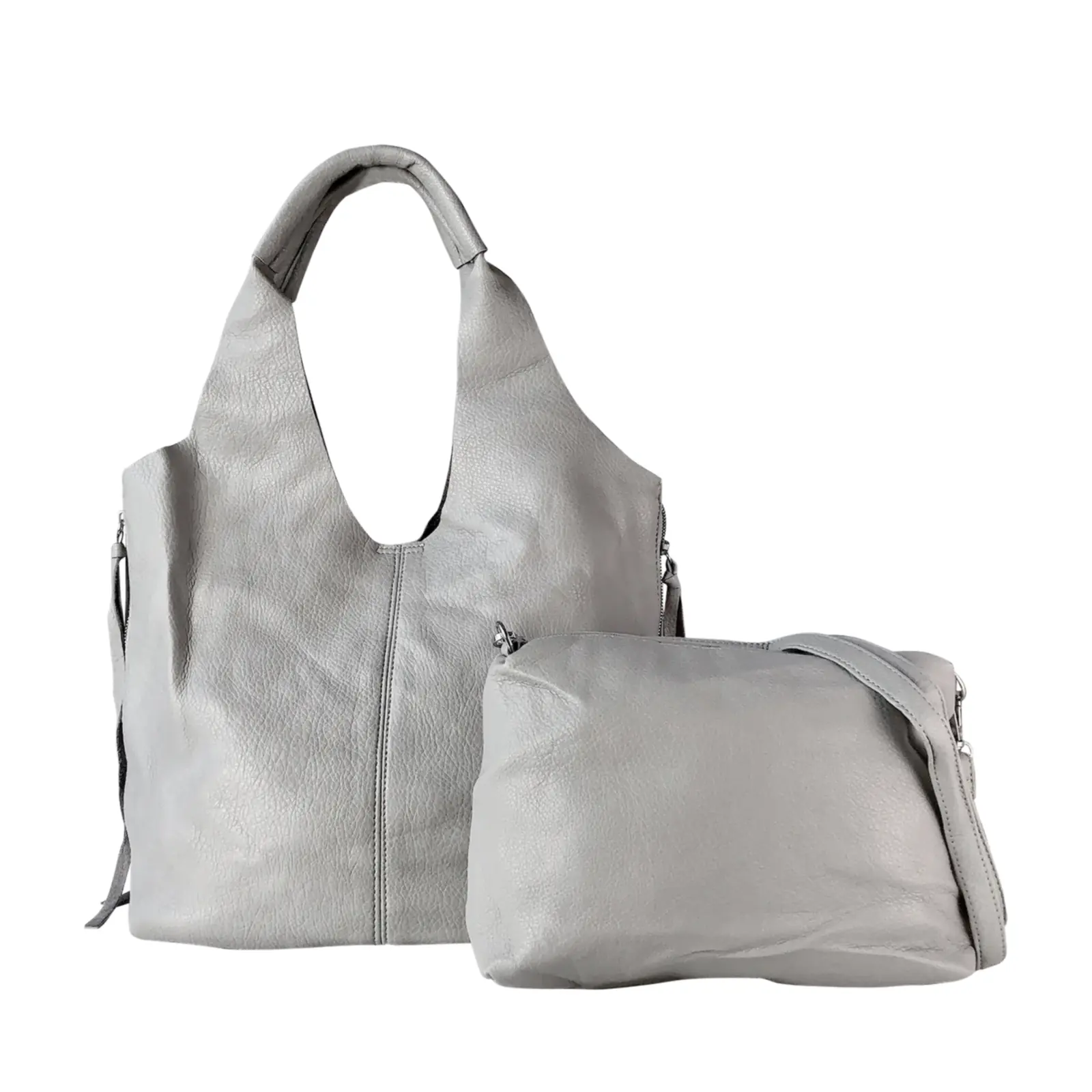 2-in-1 Soft Leather Hobo Shoulder Bag Set - Image 6