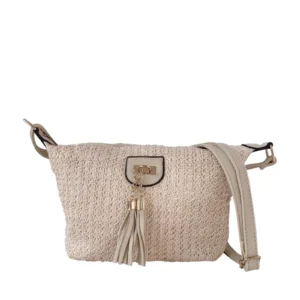 Straw Crossbody Bag with Tassels