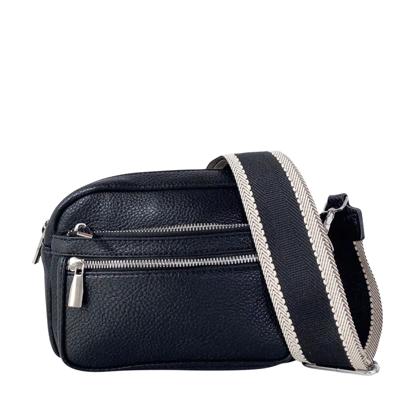 Multi-Zip Crossbody with Canvas Strap - Image 4