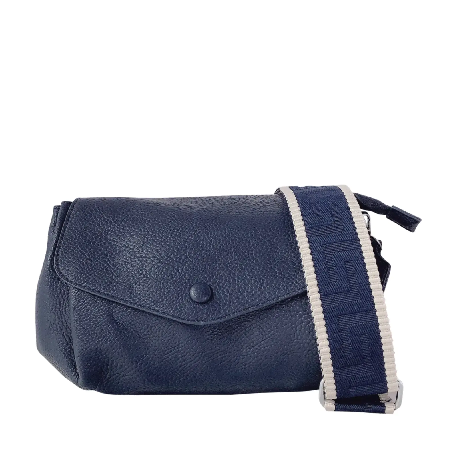 Flapover Crossbody with Patterned Canvas Strap - Image 6
