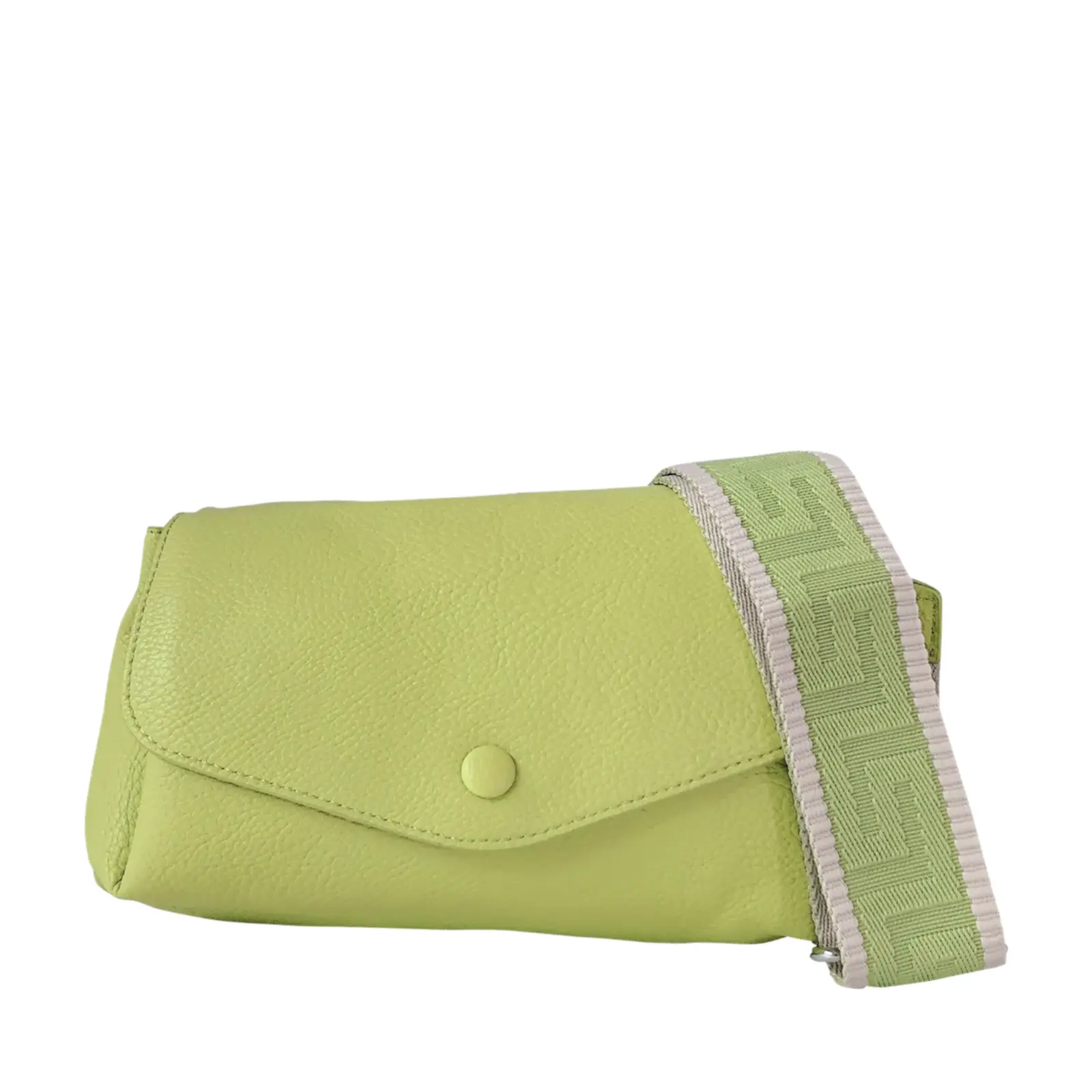 Flapover Crossbody with Patterned Canvas Strap - Image 10