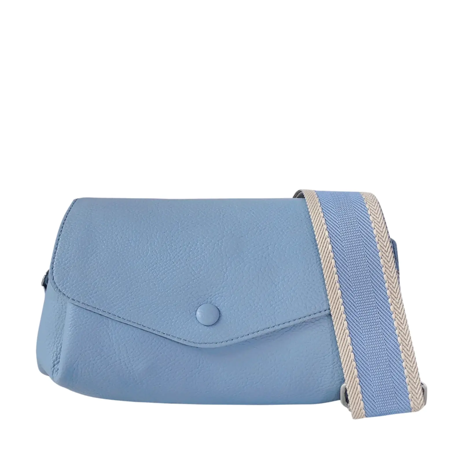 Flapover Crossbody with Patterned Canvas Strap - Image 8