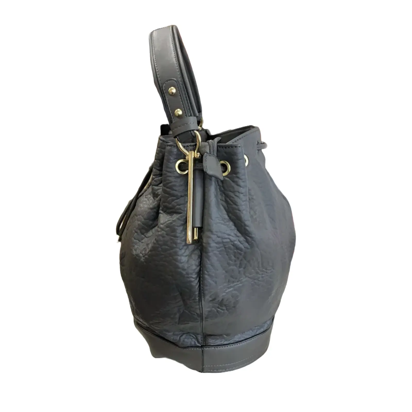 Drawstring Bucket Handbag with Detachable Strap - Image 5