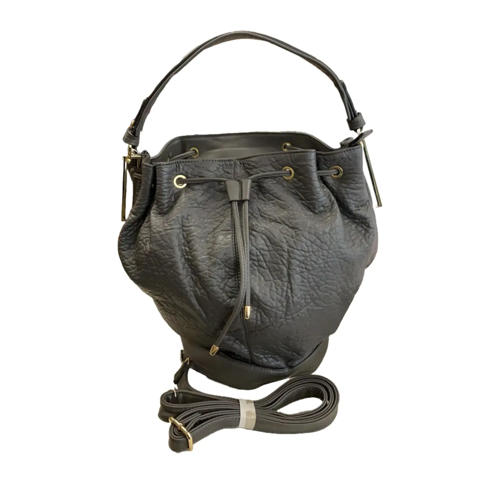 Drawstring Bucket Handbag with Detachable Strap - Image 6