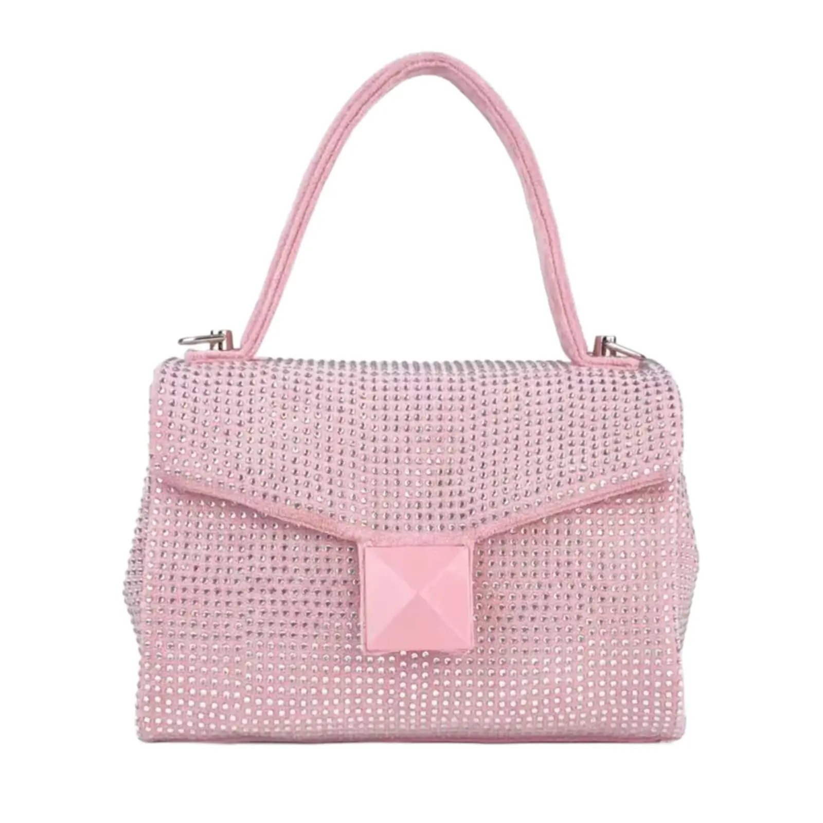 Full Diamante Small Satchel Bag with Chain - Image 7