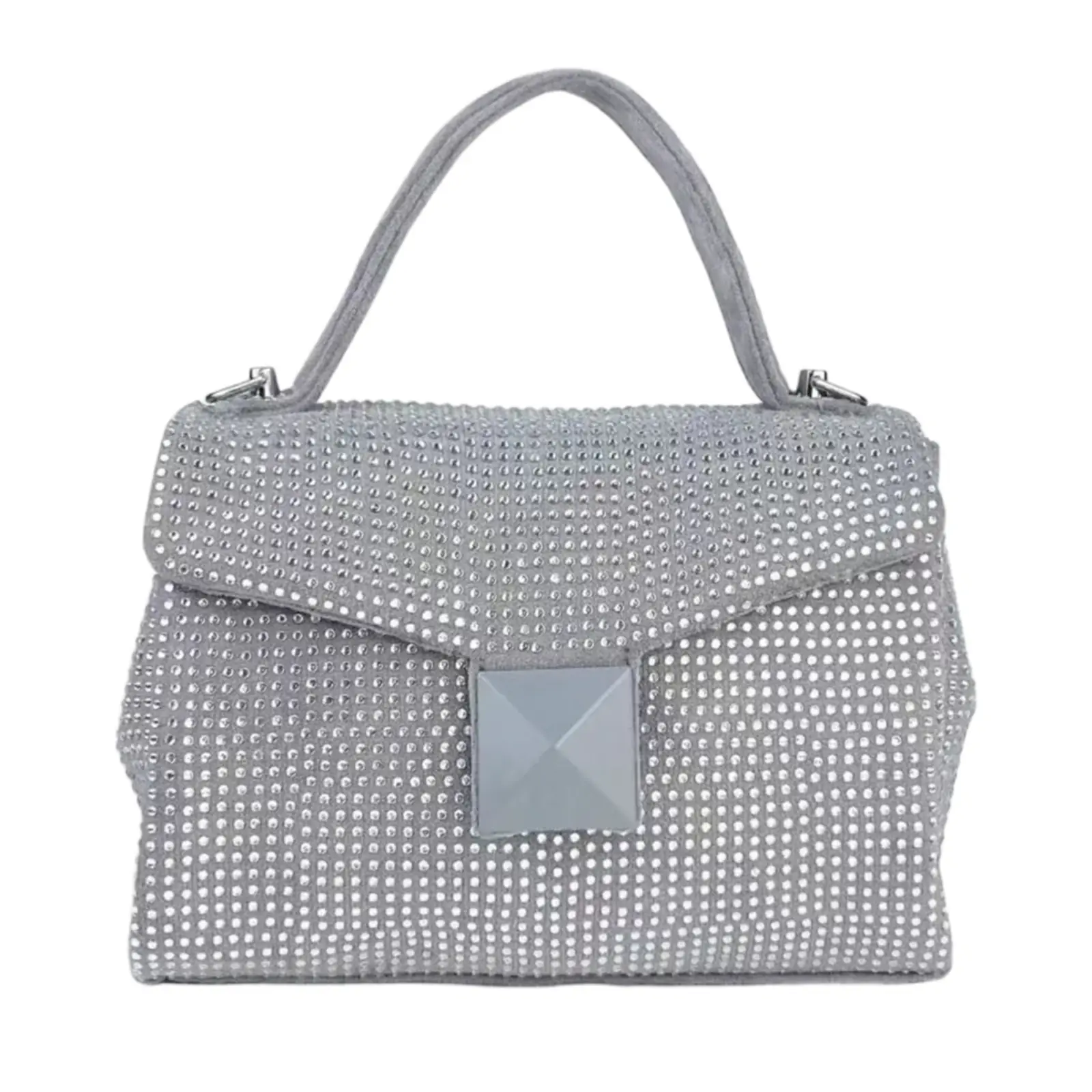 Full Diamante Small Satchel Bag with Chain - Image 6