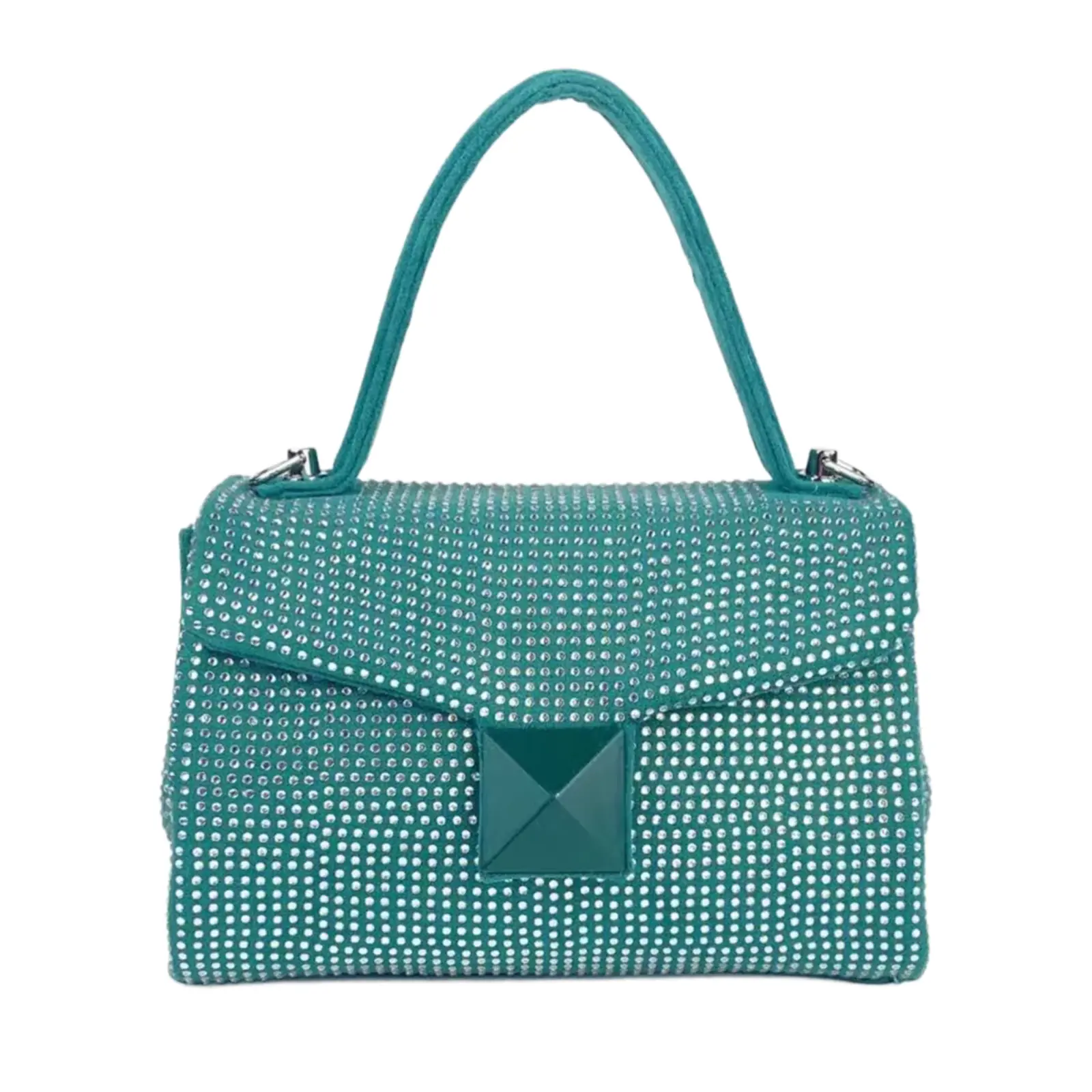 Full Diamante Small Satchel Bag with Chain - Image 5