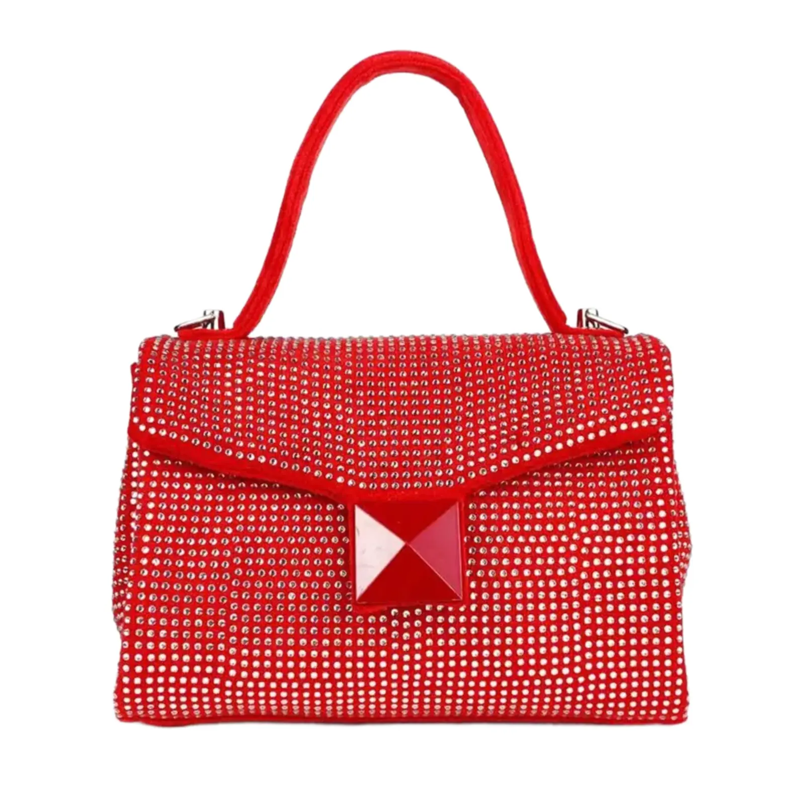 Full Diamante Small Satchel Bag with Chain - Image 8