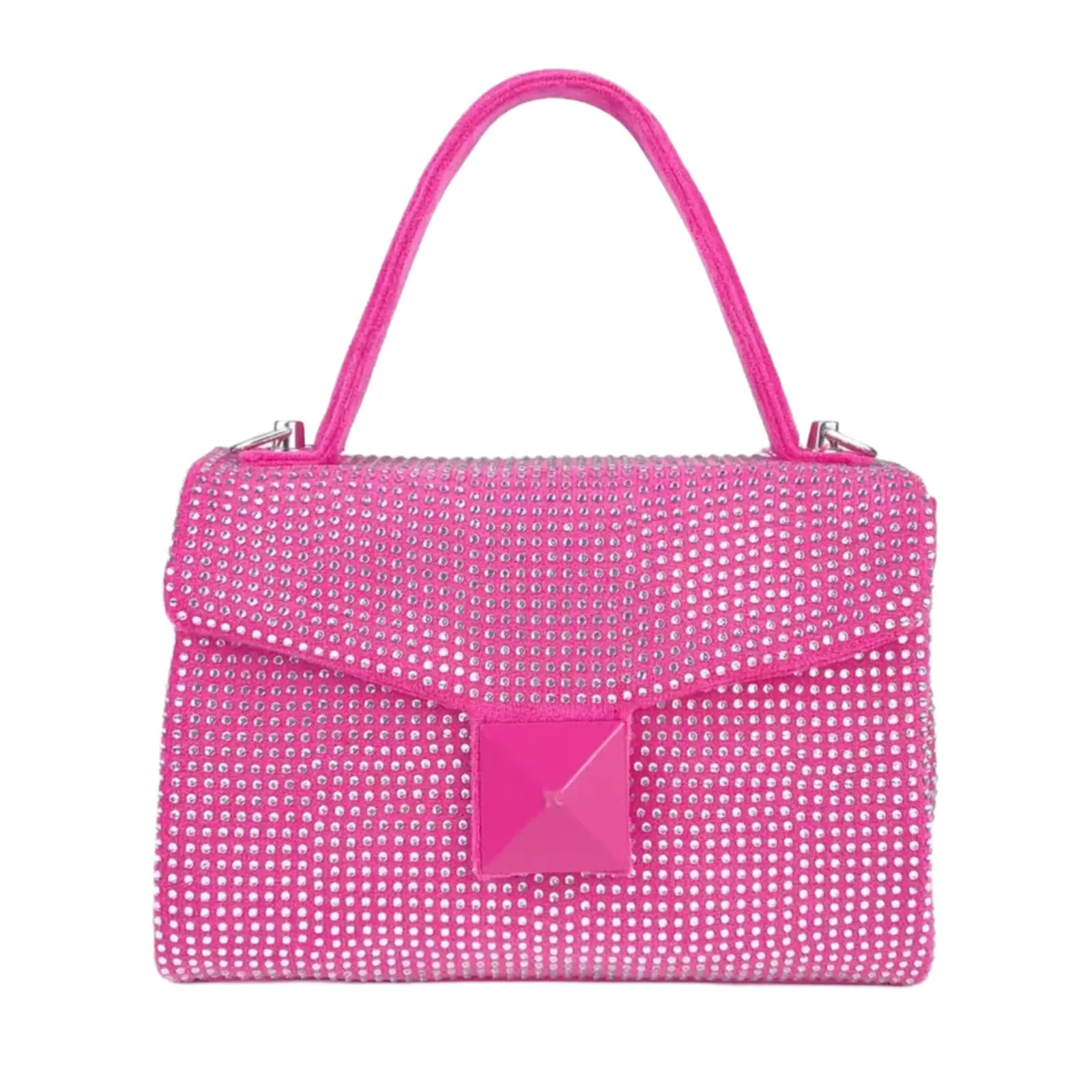 Full Diamante Small Satchel Bag with Chain - Image 9