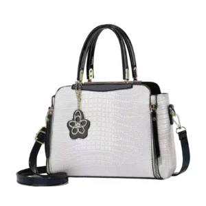 Croc Patterned Multi-Compartments Handbag